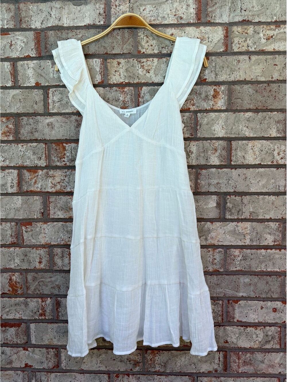 blu pepper white tiered dress size S